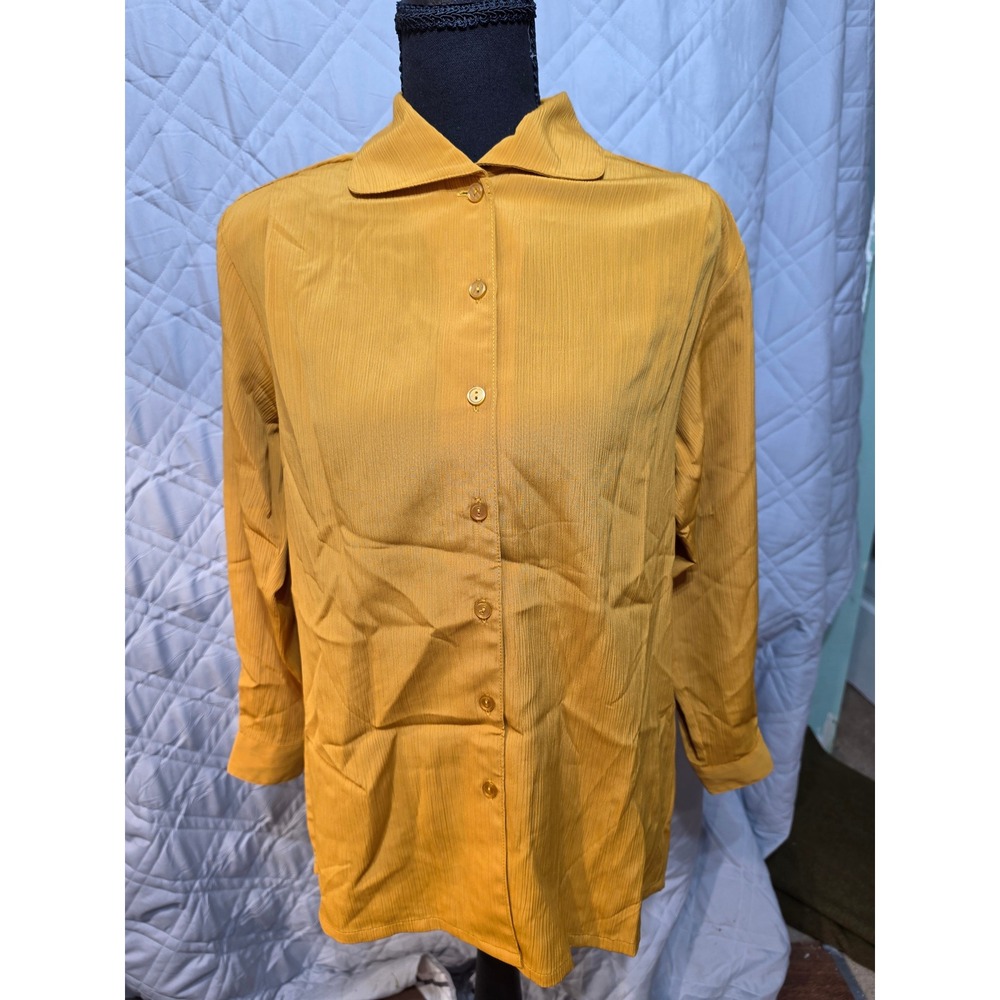 Vintage Kathie Lee Collection Women Crinkle Texture Button Down Shirt sz 4
